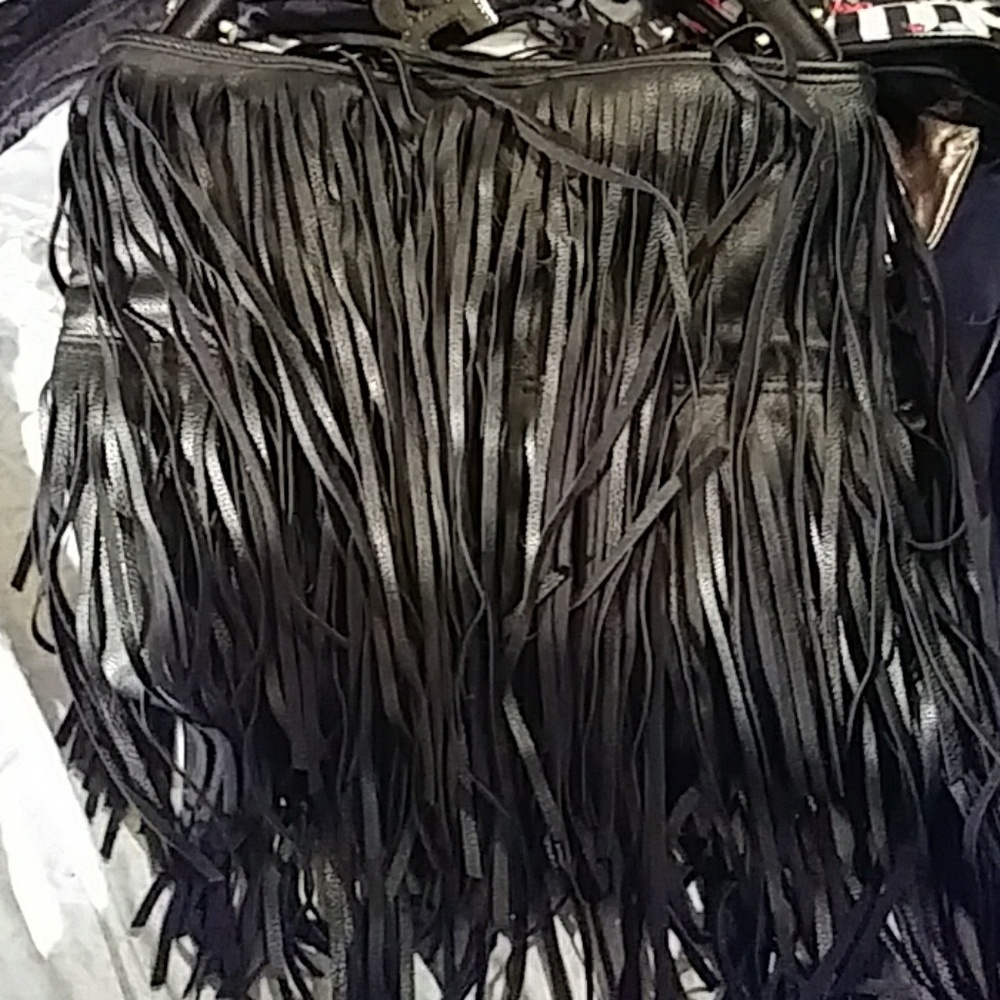 H&M black fringe bag